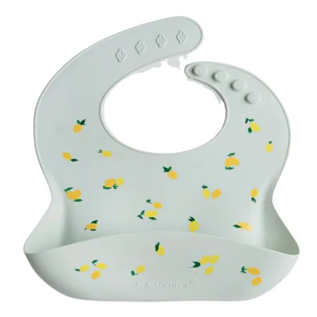 Loulou Lollipop Silicone Bib Printed - Lemon Squeezy	SILBIBLMN	825754050367 Tjskids.com