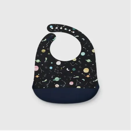 Loulou Lollipop Silicone Bib Printed - Planets SILBIBPLN	825754049460 Tjskids.com
