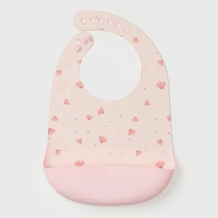 Loulou Lollipop Silicone Bib Printed - Seashells SILBIBSSH	825754046209 Tjskids.com