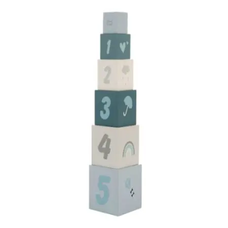 Label Label Stacking Blocks Numbers - Blue
