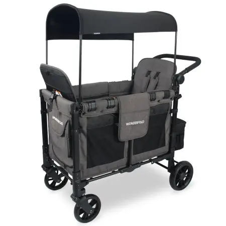 Wonderfold W2 ELITE Double Stroller - Charcoal Gray