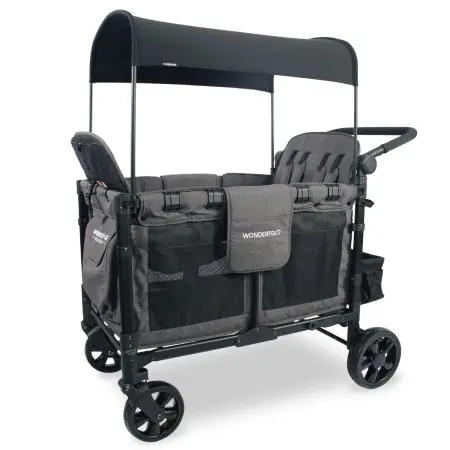 Wonderfold W4 ELITE Quad Stroller - Charcoal Gray