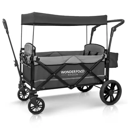WonderFold	X2 Push & Pull Double Stroller Wagon - Stone Grey 	X2-GRY 604085929043 Tjskids.com