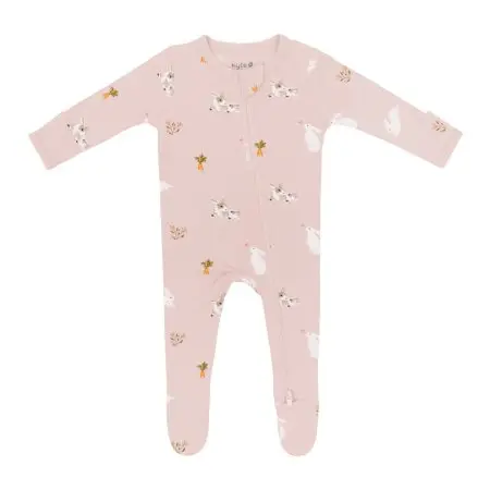 Kyte Baby Zippered Footie - Blush Rabbit Tjskids.com
