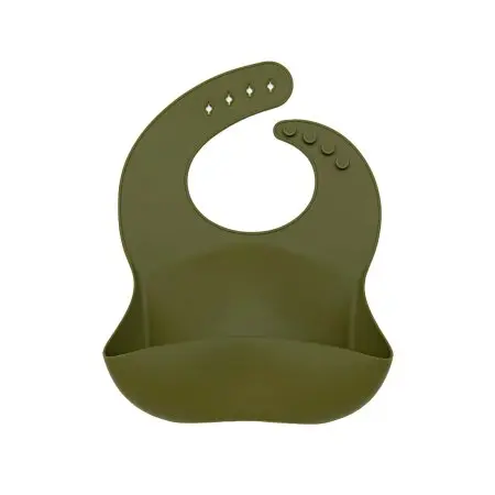 Loulou Lollipop Silicone Bib - Olive SILBIBOLV Tjskids.com