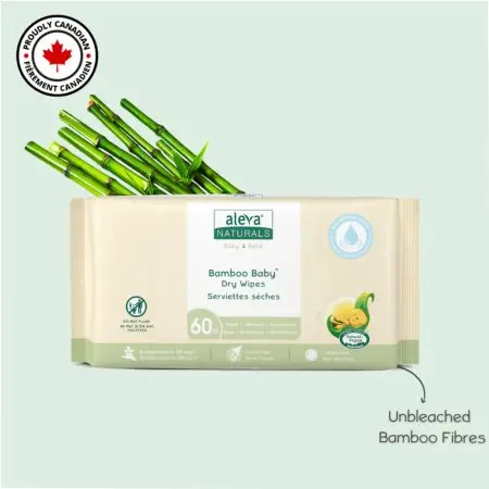 Aleva Naturals Bamboo Baby Dry Wipes 60ct 37891 624721378912 Tjskids.com