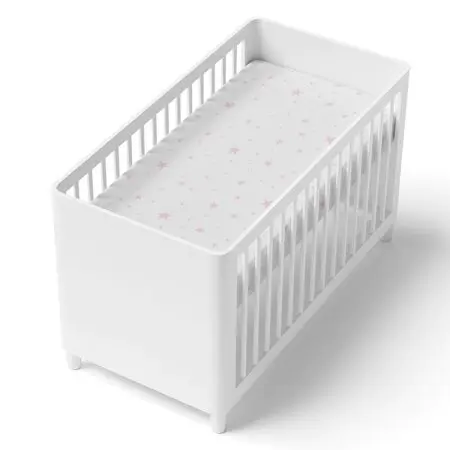 Kushie Flannel Mini Crib Sheet - Scribble Stars Pink