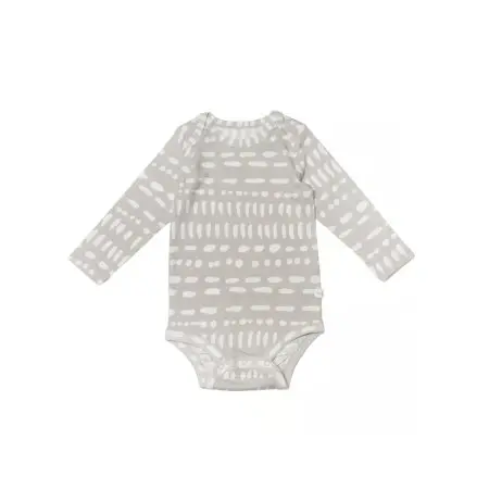 Loulou Lollipop Long Sleeve Bodysuit In Tencel - Grey Mudcloth Tjskids.com