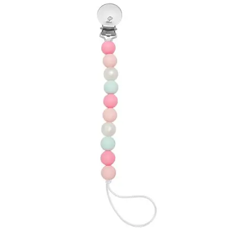 Loulou Lollipop Silicone Pacifier Clip - Lolli - Pink Mint