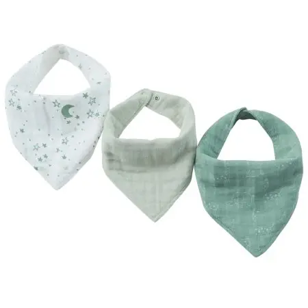 Piccolo Bambino Muslin Bandana Bibs 3 Pack - Green