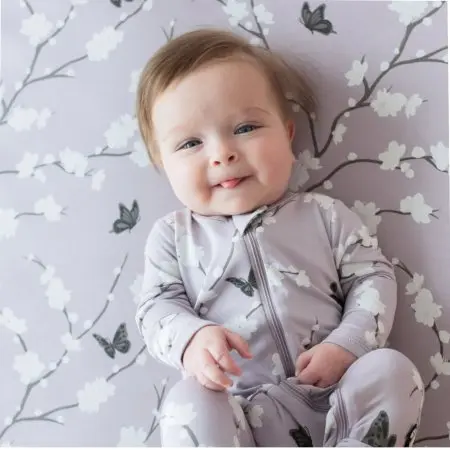 Kyte Baby Printed Zippered Footie - Cherry Blossom Tjskids.com
