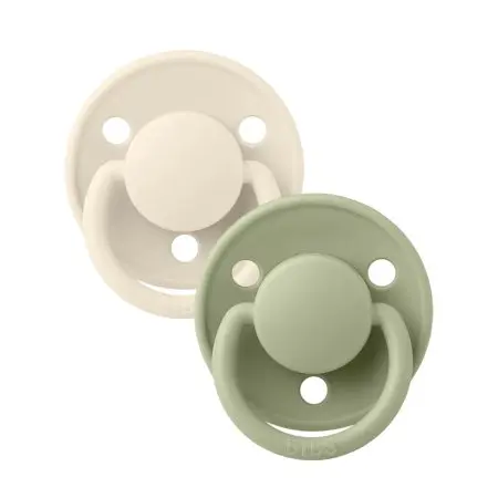 Bibs	De Lux Silicone Pacifier 2 Pack - One Size - Ivory/Sage	150223 5713795200689 Tjskids.com
