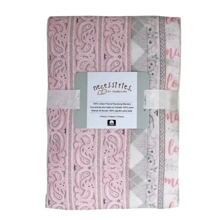 Tendertyme 4 Pack Receiving Blankets - Pink