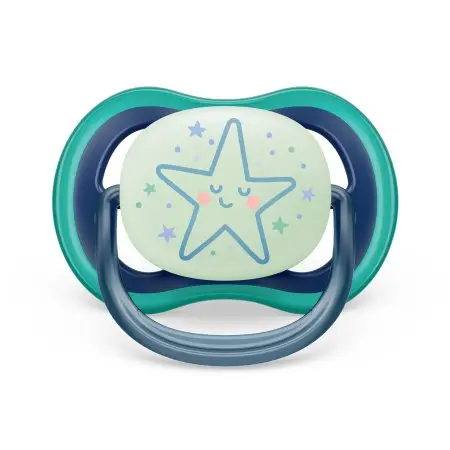 Avent Ultra Air Pacifier Night 2 Pack - 6-18M - Star/Moon	PASCF37613	75020105493 Tjskids.com
