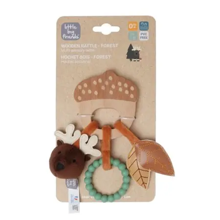 Little Big Friends	Wooden Rattle - Forest 304867 3700552304867 Tjskids.com