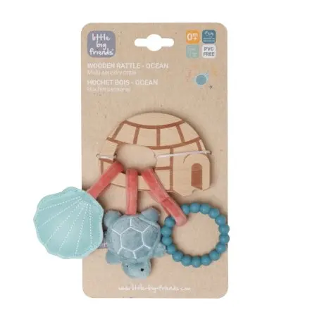 Little Big Friends Wooden Rattle - Ocean 304874	3700552304874 Tjskids.com