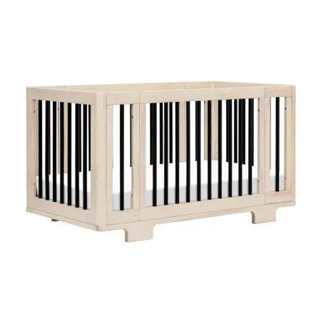 Babyletto Yuzu 8 in 1 Convertible Crib with All Stages Conversion Kit - Washed Natural/Black M23401NXB	48517869154 Tjskids.com