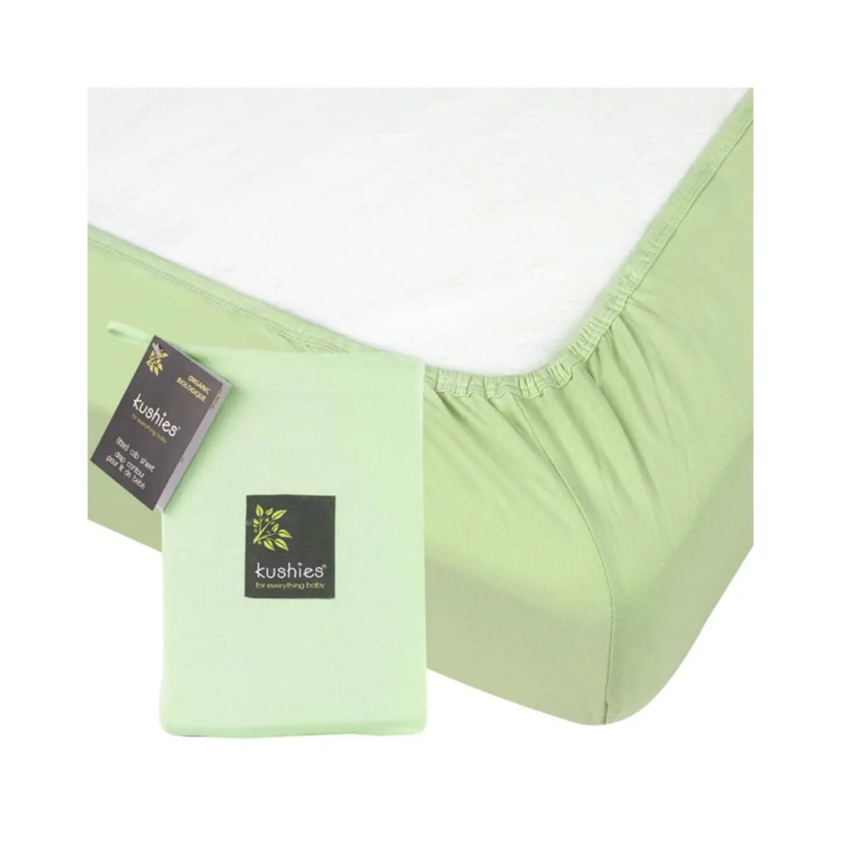 Kushies Organic Jersey Fitted Crib Sheet Green SO830 TjsKids