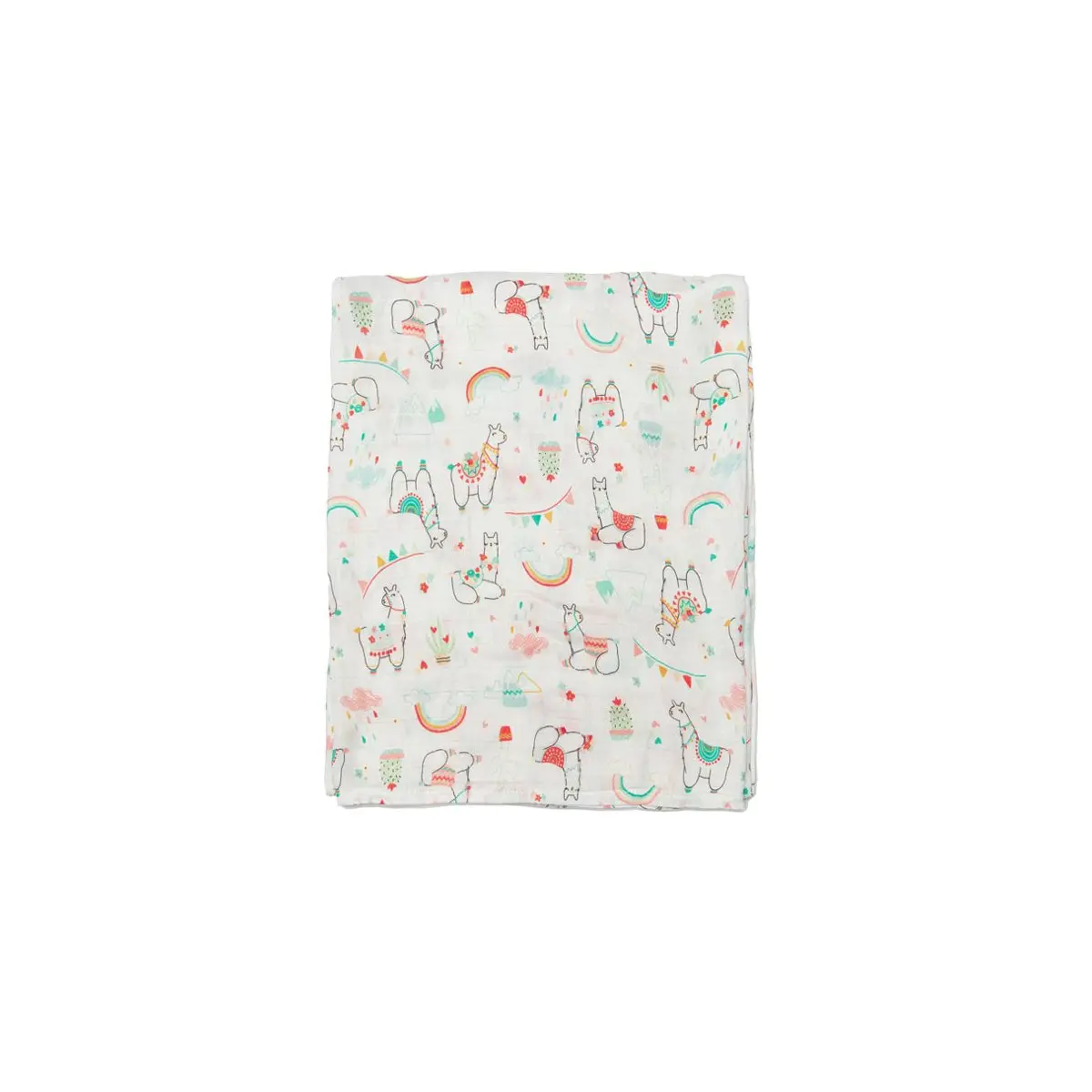 Loulou Lollipop Muslin Swaddle Llama Rainbow TjsKids