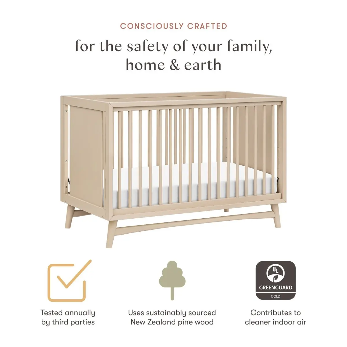 Babyletto Peggy 3 In 1 Crib With Toddler Rail Taupe TjsKids