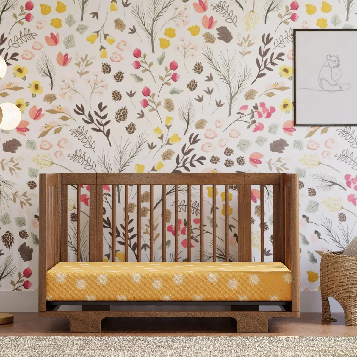 Babyletto Yuzu 8 In 1 Convertible Crib with Toddler Conversion Kit Natural Walnut TjsKids