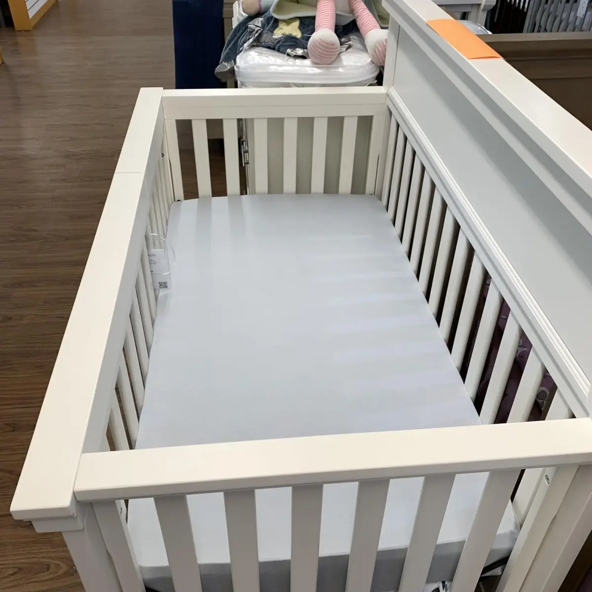 Langford 4 in 1 Crib with Storage Drawer Warm White Open Box TjsKids