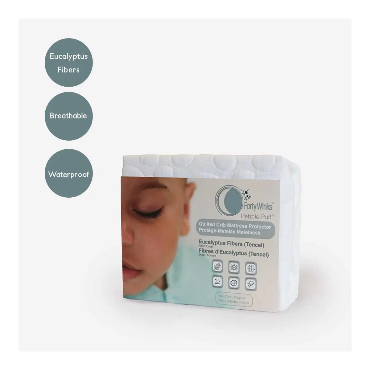 Quilted Mini Crib Mattress Protector Eucalyptus Fibers