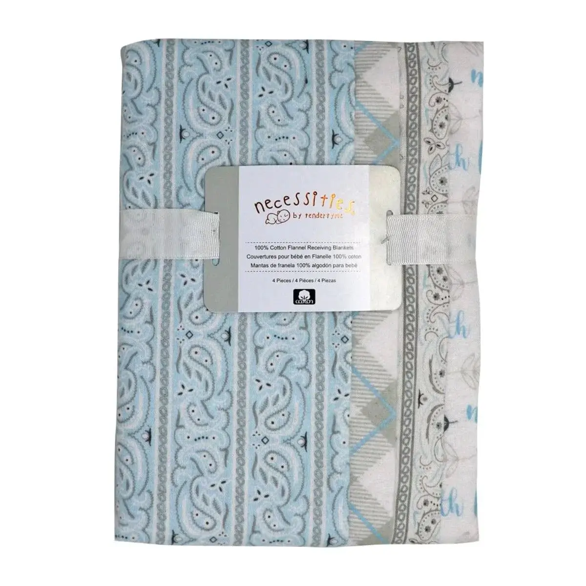 4 Pack Receiving Blankets Blue by Tendertyme