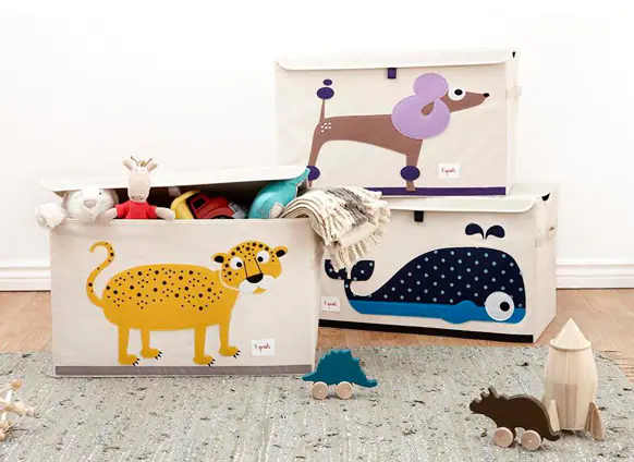Toy Chest in Gray Elephant & Blue Whale by 3 Sprouts.