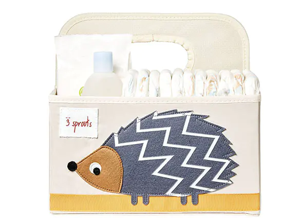 3-Sprouts Hedgehog Diaper Caddy, Diapers stacked inside of the caddy, TJs the Kiddies Store
