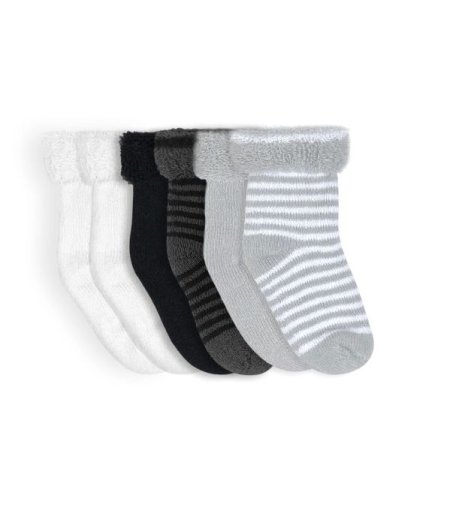 Kushies Terry Socks 6 Pack Infant - Grey | TJSKIDS.COM | TjsKids.com
