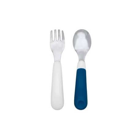 On the Go Fork & Spoon with Travel Case Navy