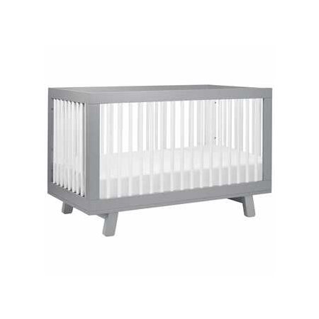 Hudson 3 in 1 Crib with Toddler Rail Grey White