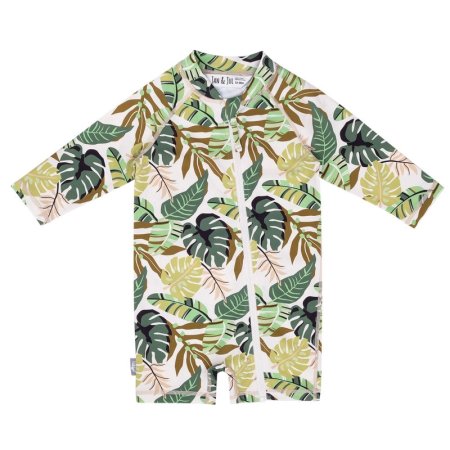 Jan & Jul Long Sleeve One Piece Uv Jumpsuit Green Tropical