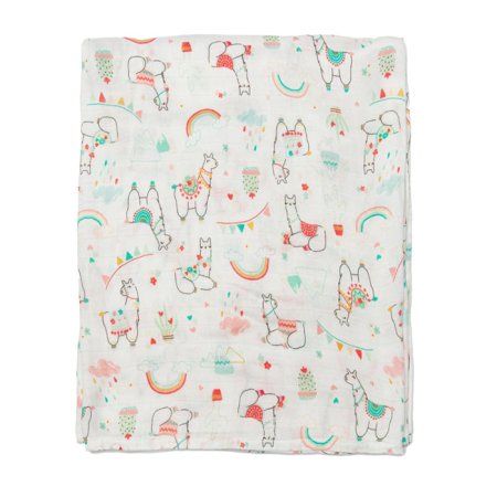 Muslin Swaddle Llama Rainbow
