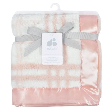 Just Born - Plush Blanket - Pink Plaid GCW60236 032633137228
