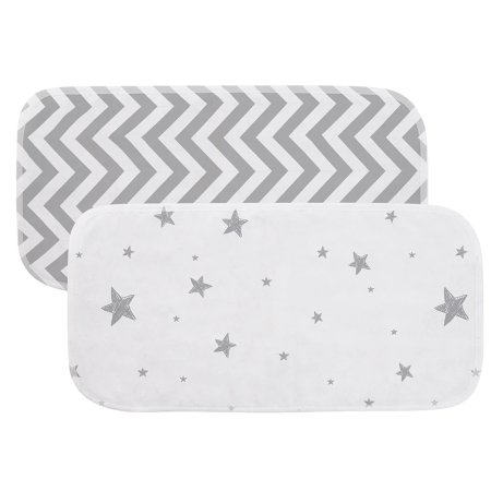 Kushies Burp Pad 2 Pack - Grey Stars/White Solid