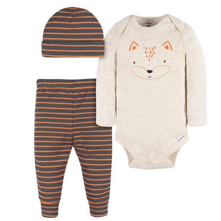Gerber 3-Piece Bodysuit, Cap + Pant - Adventure 6 - 9 months	GCW503893 Tjskids.com