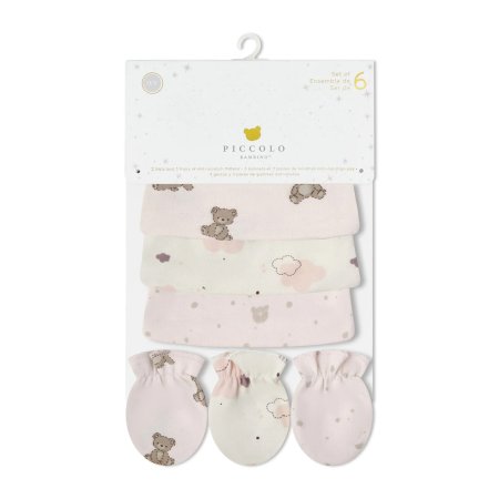 Piccolo Bambino	3 Hats & 3 Anti-Scratch Mittens Set - Pink	PBHM1-J99E3-PK	773299988167 Tjskids.com