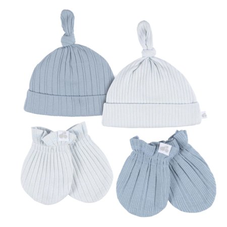Just Born 4-Piece Hat and Mittens - Blue	GCW60530 32633138874  Tjskids.com