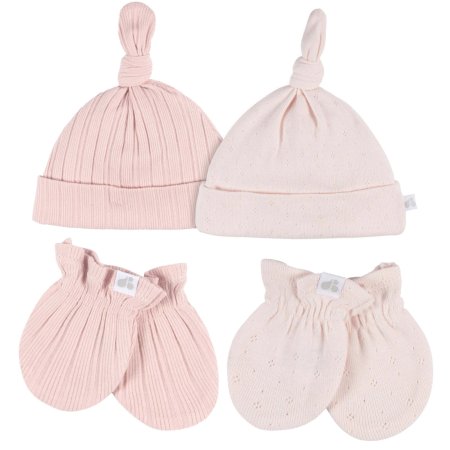 Just Born 4-Piece Hat and Mittens - Pink GCW60531	32633138881 Tjskids.com