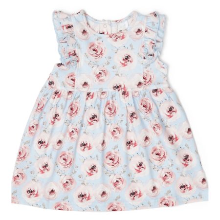 Coccoli	 MODAL DRESS  - PEONIES ON LIGHT BLUE Tjskids.com
