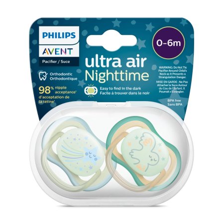 Avent Ultra Air Pacifier Night 2 Pack - 0-6M - Star/Owl