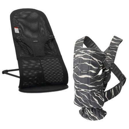 Baby Bjorn Holiday Bundle - Bouncer Bliss Black and Landscape Mini Carrier