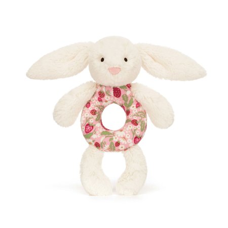 Jellycat Blossom Cream Bunny Berry Ring Rattle BRR4MS	670983160963 Tjskids.com