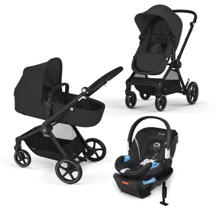 EOS Travel System Moon Black Stroller and Aton 2 Lava Stone Infant Car Seat