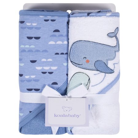 Greber Koala Baby Hooded Towel Pack- Whale - Blue