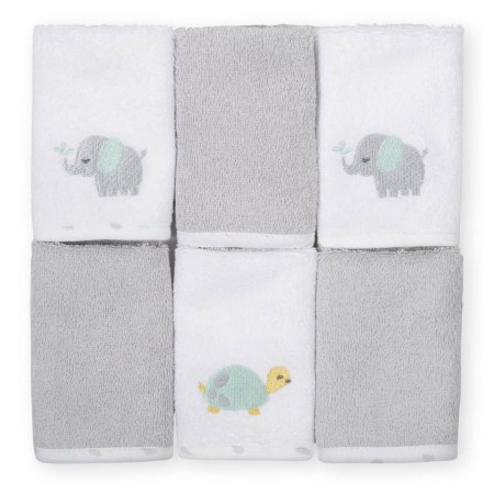 gerber Koala Baby 6pk Terry Washcloth - Elephant - Grey