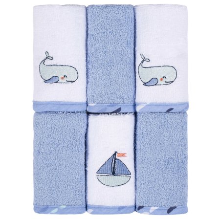 gerber Koala Baby Terry Washcloth 6 Pack Blue - Whale