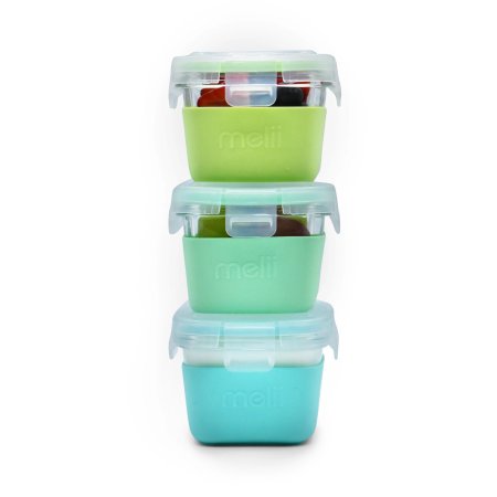 Melii Glass Container with Silicone Sleeve - Blue 25oz	16961 790693169619 Tjskids.com
